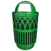WITT Covington Collection Galvanized Laser Cut Waste Receptacle with Dome Top - 40 gallon, Green